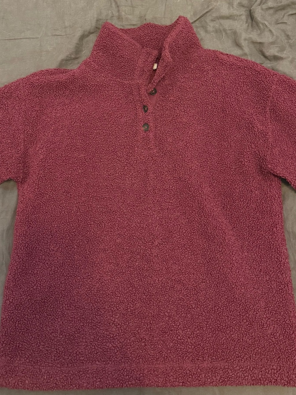 LOFT Plush Zip/Quarter-Button Sweater - Berry Plum Color